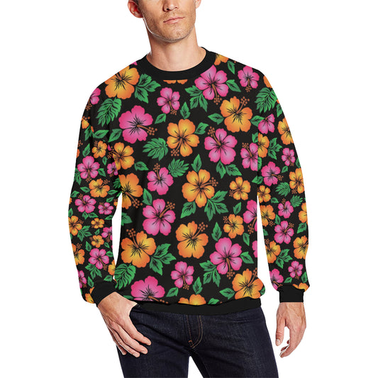 Hibiscus Pattern Print Design HB029 Men Long Sleeve Sweatshirt