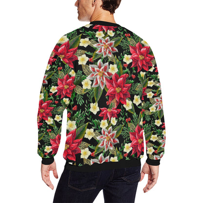 Poinsettia Pattern Print Design POT05 Men Long Sleeve Sweatshirt
