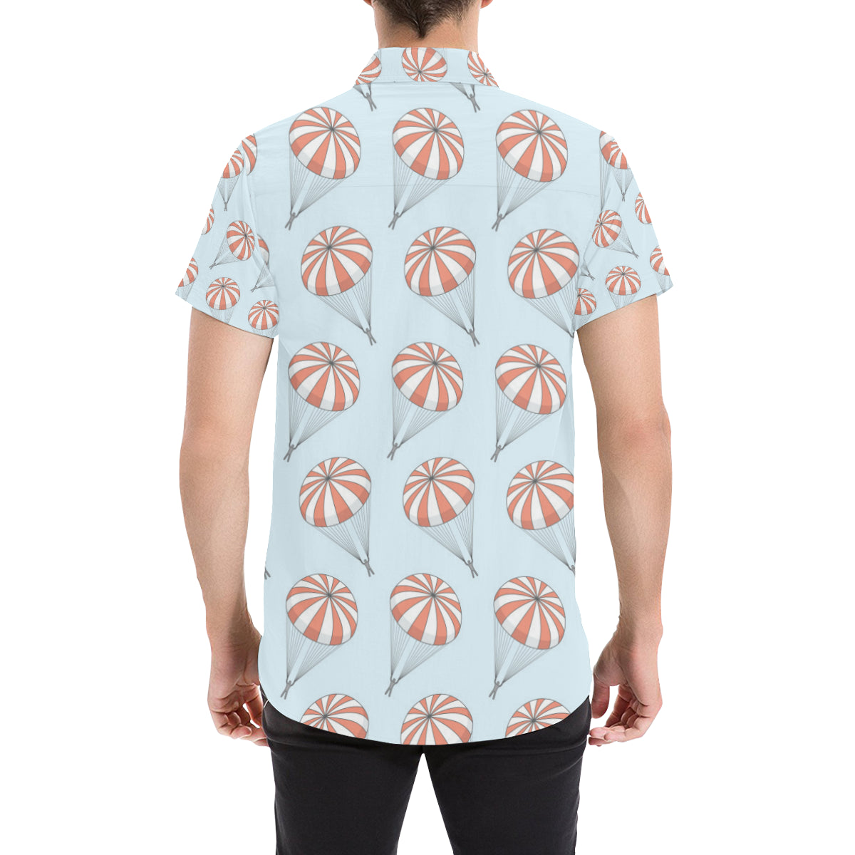 Skydiving Pattern Print Design 01 Men's Short Sleeve Button Up Shirt