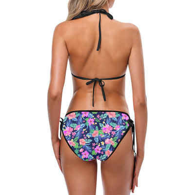 Neon Hibiscus Pattern Print Design HB016 Bikini