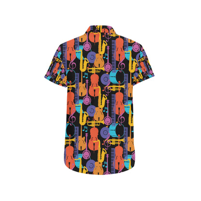 Jazz Pattern Print Design 03 Men's Short Sleeve Button Up Shirt