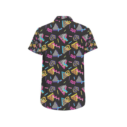 80s Pattern Print Design 3 Men's Short Sleeve Button Up Shirt