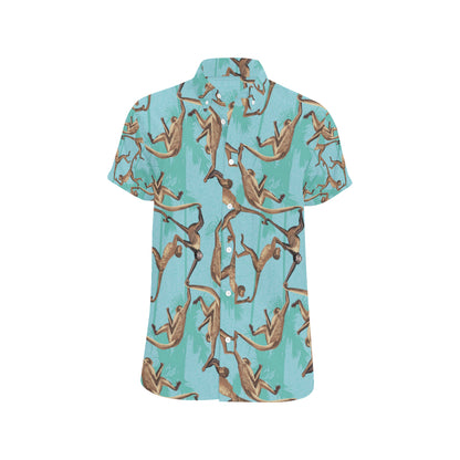Monkey Pattern Print Design 04 Men's Short Sleeve Button Up Shirt