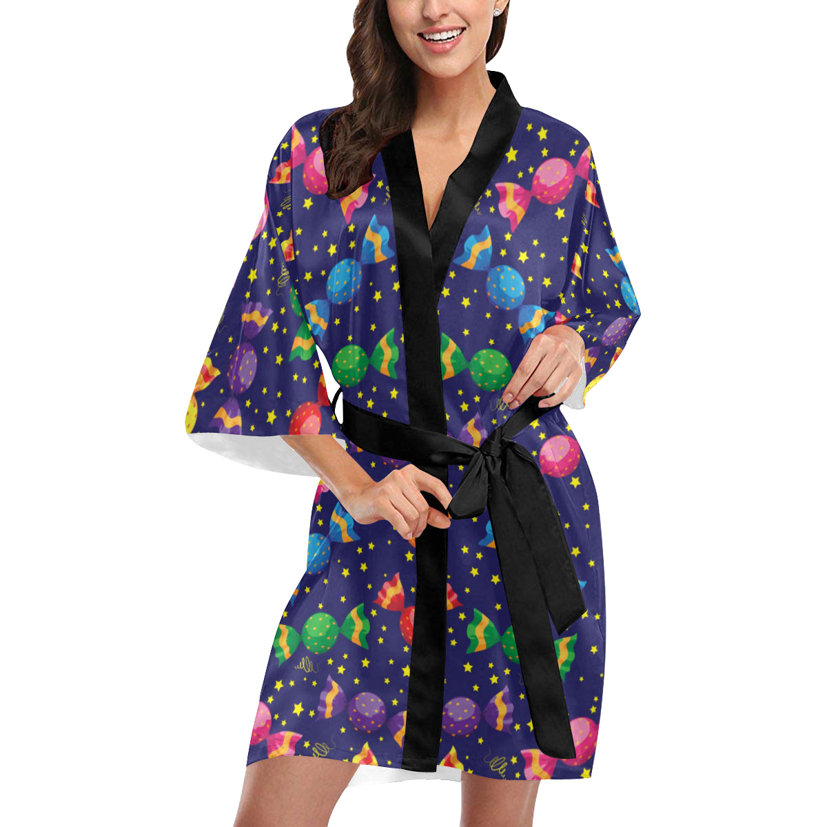 Candy Pattern Print Design CA06 Women's Short Kimono