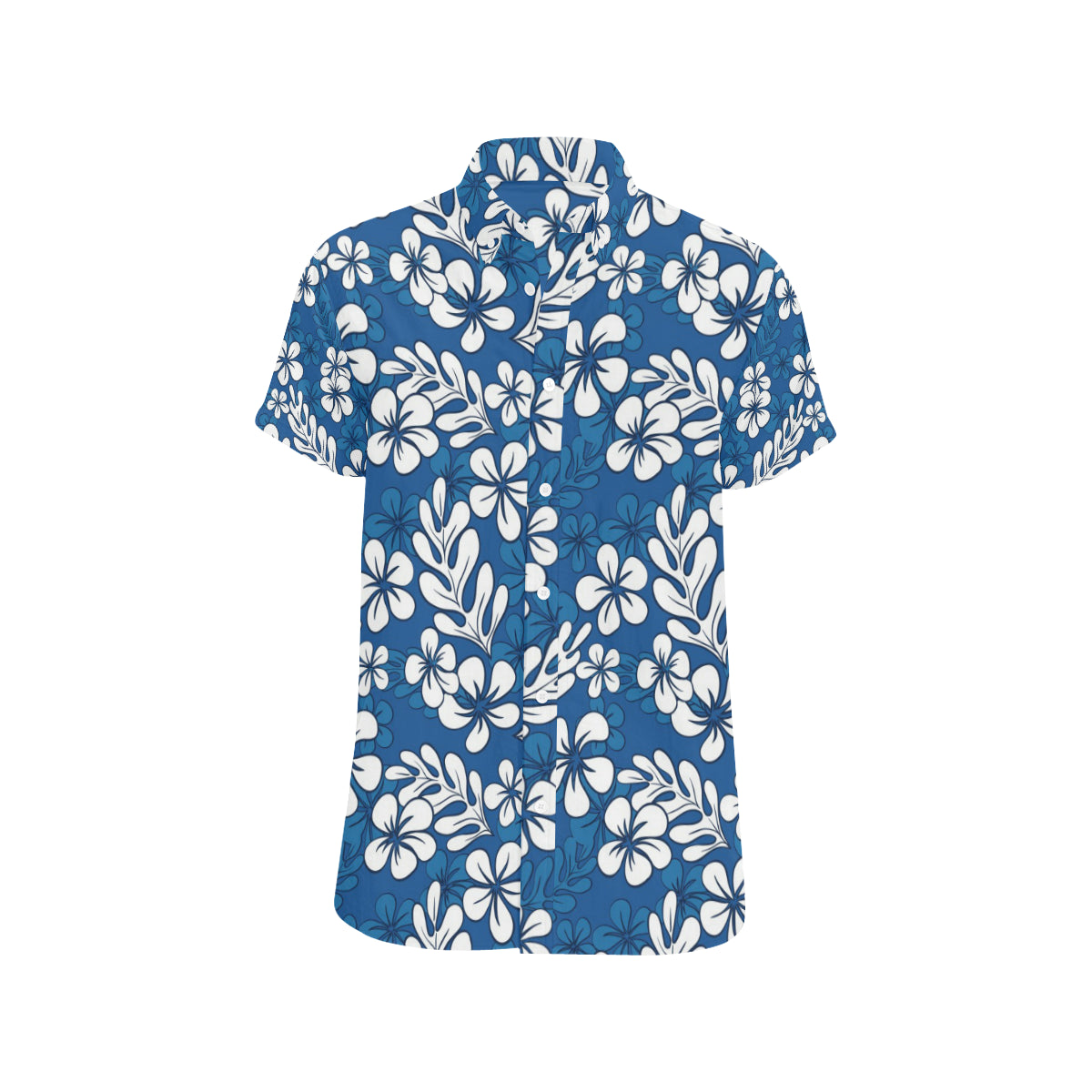 Plumeria Pattern Print Design PM015 Men's Short Sleeve Button Up Shirt