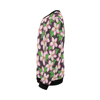 Pink Plumeria Pattern Print Design PM019 Men Long Sleeve Sweatshirt