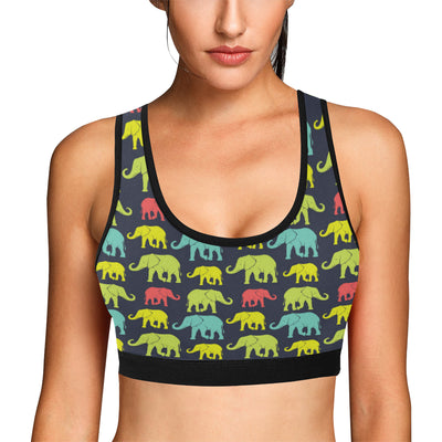 Elephant Neon Color Print Pattern Sports Bra