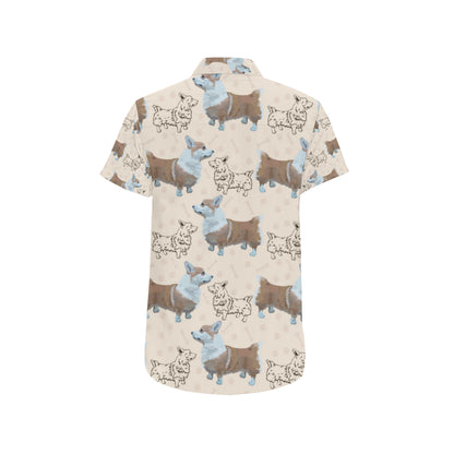 Pembroke Welsh Corgis Pattern Print Design A03 Men's Short Sleeve Button Up Shirt