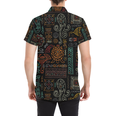 Polynesian Pattern Print Design A04 Men's Short Sleeve Button Up Shirt