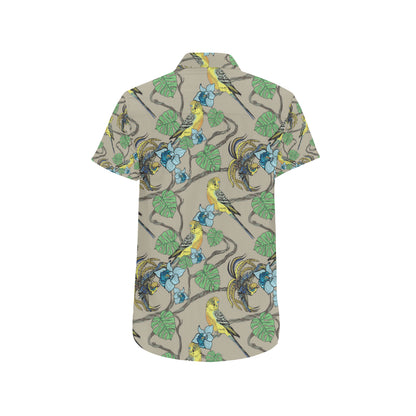 Parakeet Pattern Print Design A02 Men's Short Sleeve Button Up Shirt