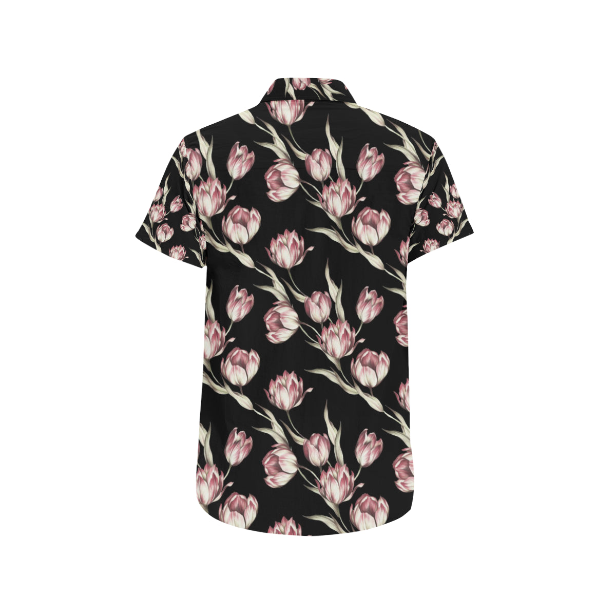 Tulip Pink Pattern Print Design TP02 Men's Short Sleeve Button Up Shirt