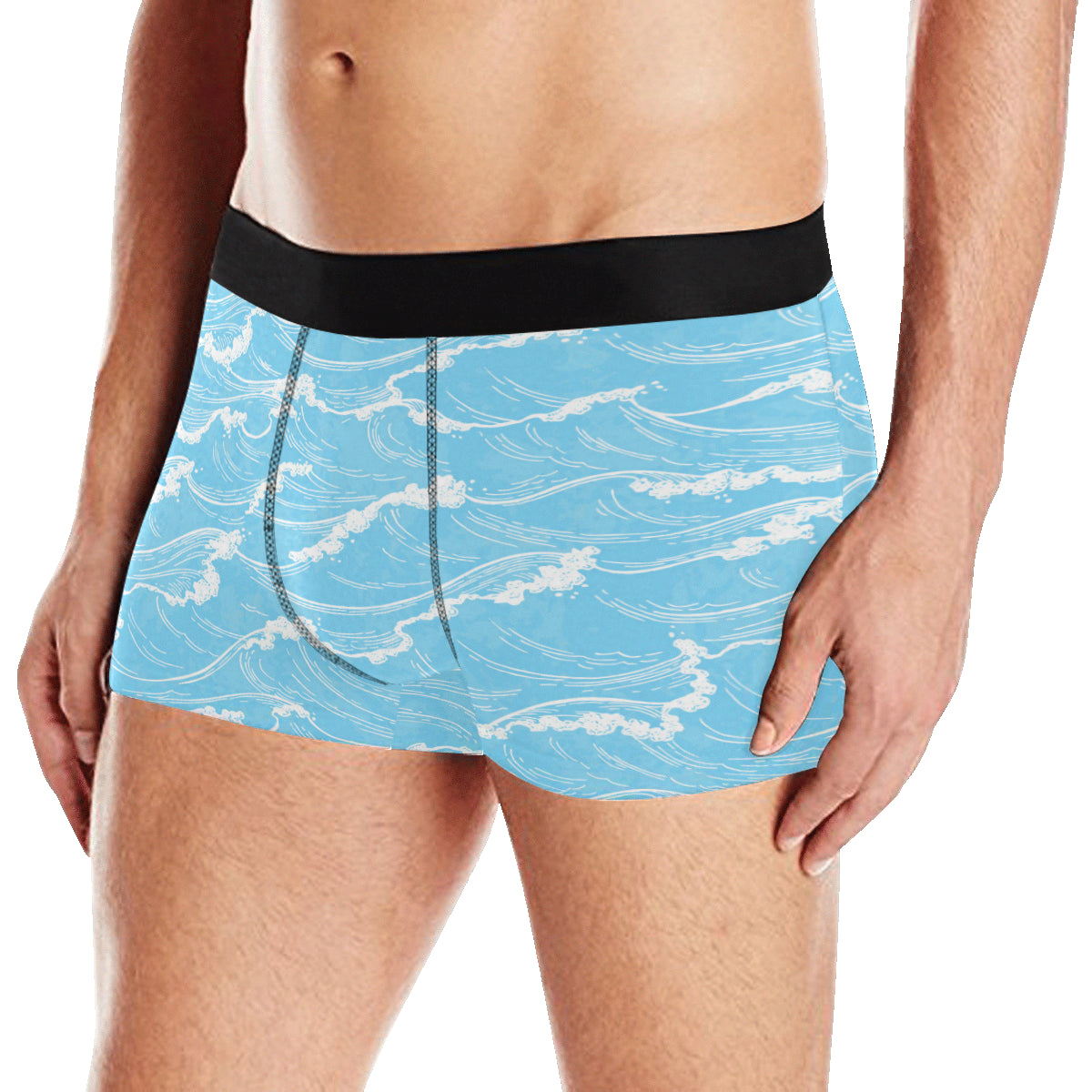 Ocean Wave Pattern Print Design A01 Men's Boxer Briefs