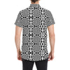 Yin Yang Spiral Design Print Men's Short Sleeve Button Up Shirt