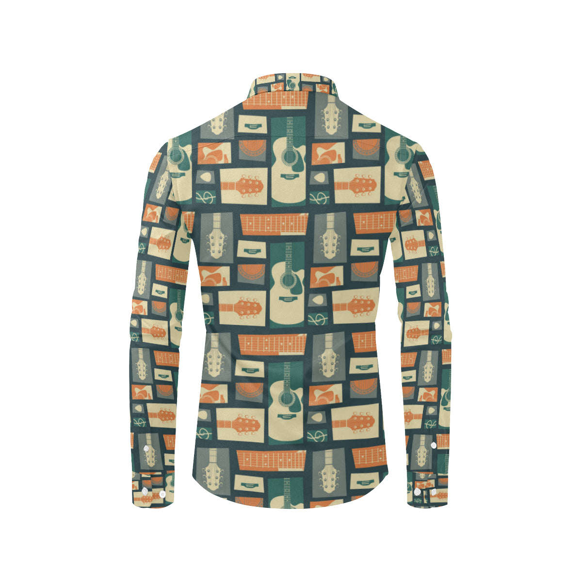 Acoustic Guitar Pattern Print Design 02 Men's Long Sleeve Shirt
