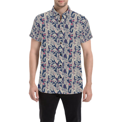 Bird Of Paradise Pattern Print Design 03 Men's Short Sleeve Button Up Shirt