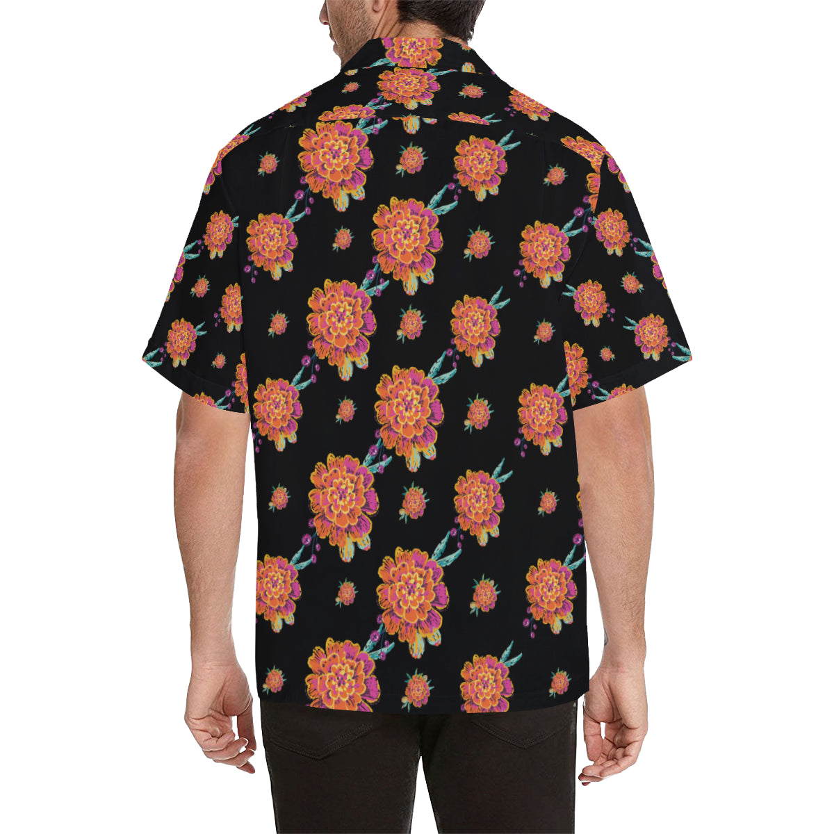 Marigold Pattern Print Design 01 Men's Hawaiian Shirt