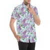 Lilac Pattern Print Design 02 Men's Short Sleeve Button Up Shirt