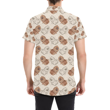 Pomeranians Pattern Print Design A01 Men's Short Sleeve Button Up Shirt