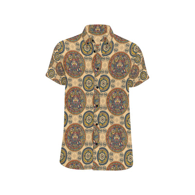 Calendar Aztec Pattern Print Design 02 Men's Short Sleeve Button Up Shirt