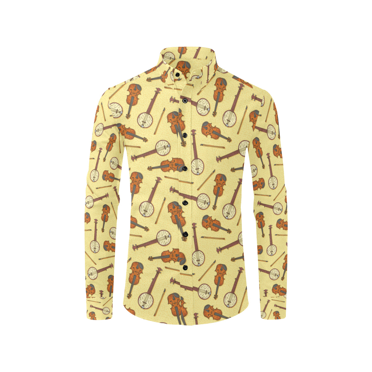 Banjo Violin Pattern Print Design 01 Men's Long Sleeve Shirt