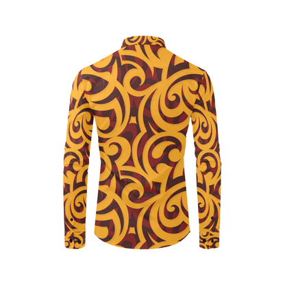 Maori Pattern Print Design 02 Men's Long Sleeve Shirt