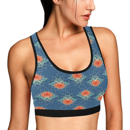 lotus Boho Pattern Print Design LO07 Sports Bra