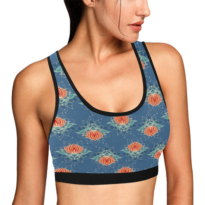 lotus Boho Pattern Print Design LO07 Sports Bra