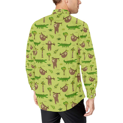 Alligator Pattern Print Design 04 Men's Long Sleeve Shirt
