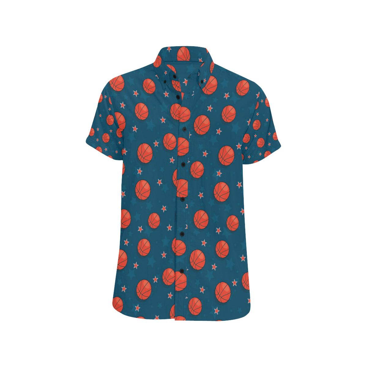 Basketball Pattern Print Design 02 Men's Short Sleeve Button Up Shirt