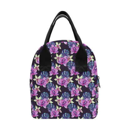 Orchid Pattern Print Design OR010 Insulated Lunch Bag
