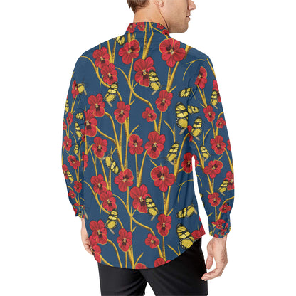 Pansy Pattern Print Design A01 Men's Long Sleeve Shirt