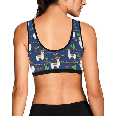 Llama Cactus Pattern Print Design 05 Sports Bra