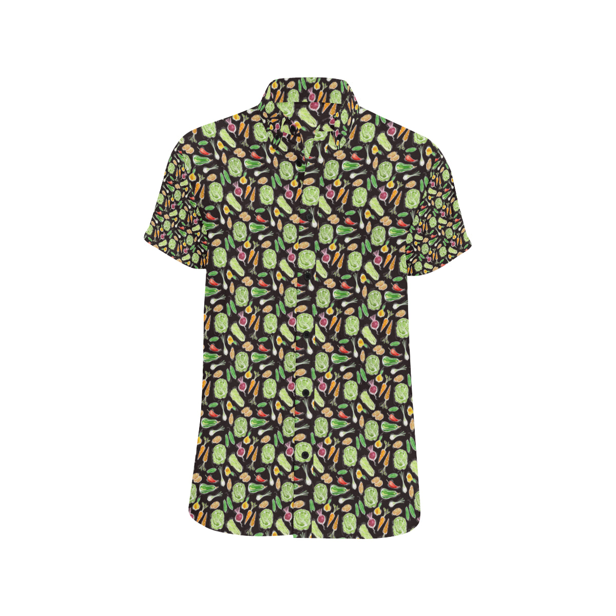 Vegan Draw Themed Design Print Men's Short Sleeve Button Up Shirt