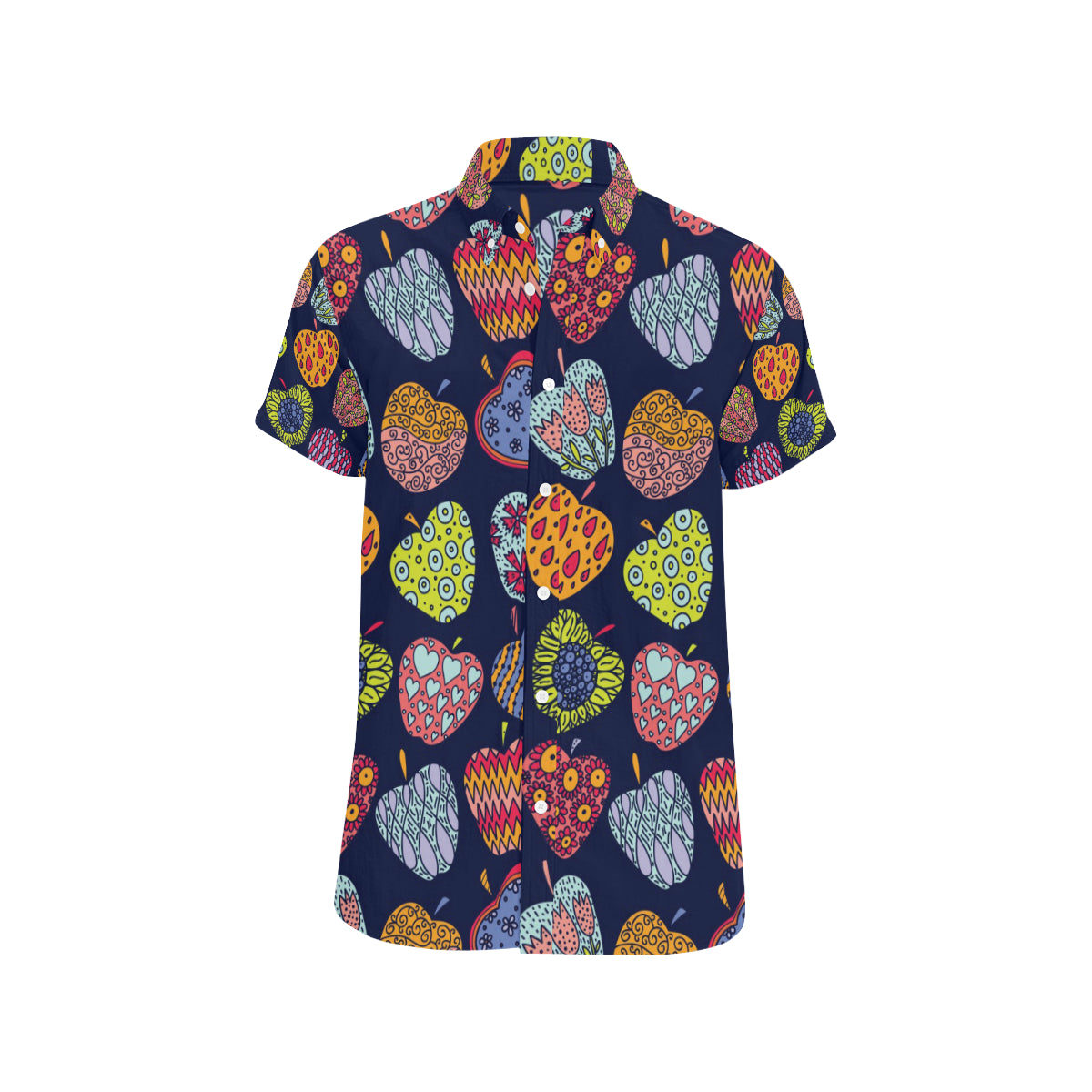 Apple Pattern Print Design AP05 Men's Short Sleeve Button Up Shirt