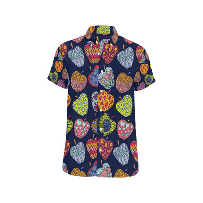 Apple Pattern Print Design AP05 Men's Short Sleeve Button Up Shirt