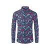 Butterfly Red Deep Blue Print Pattern Men's Long Sleeve Shirt