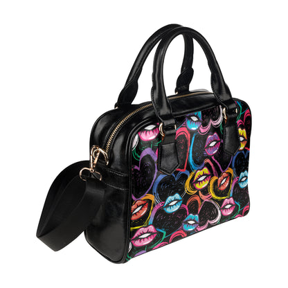 Pop Art Lip Pattern Print Design A03 Shoulder Handbag