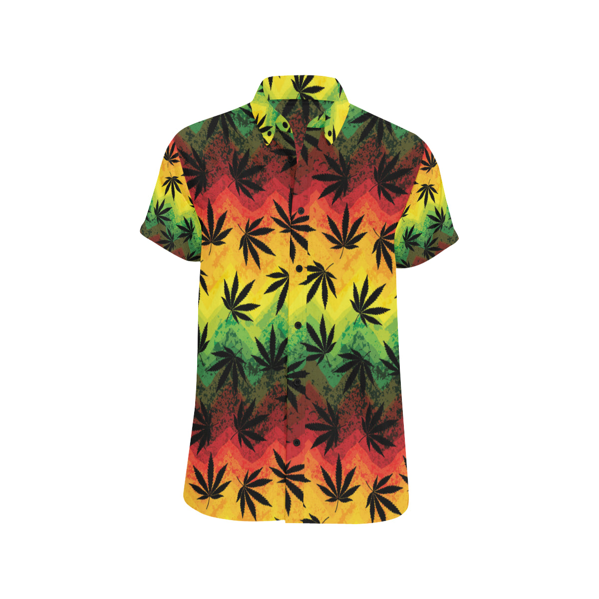 Rasta Pattern Print Design A02 Men's Short Sleeve Button Up Shirt