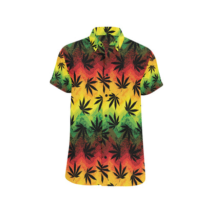 Rasta Pattern Print Design A02 Men's Short Sleeve Button Up Shirt