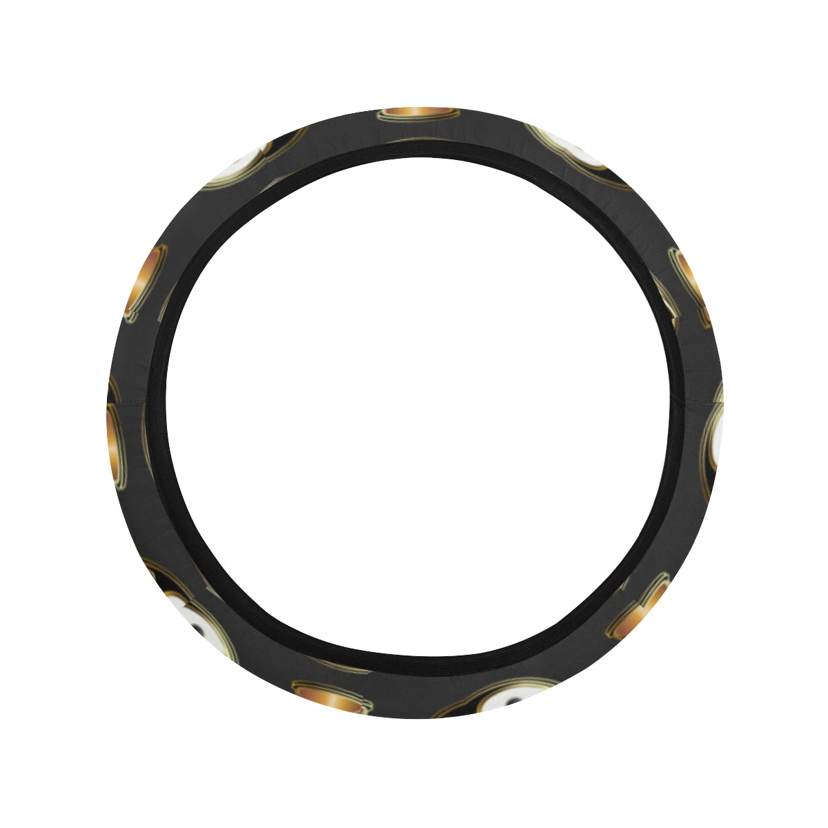 Yin Yang Skull Themed Design Print Steering Wheel Cover with Elastic Edge