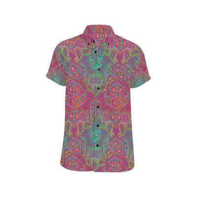 Boho Pattern Print Design 02 Men's Short Sleeve Button Up Shirt