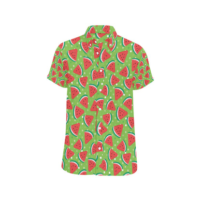 Watermelon Pattern Print Design WM05 Men's Short Sleeve Button Up Shirt