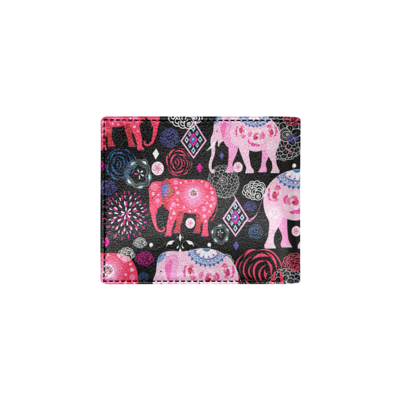 Pink Elephant Pattern Men's ID Card Wallet