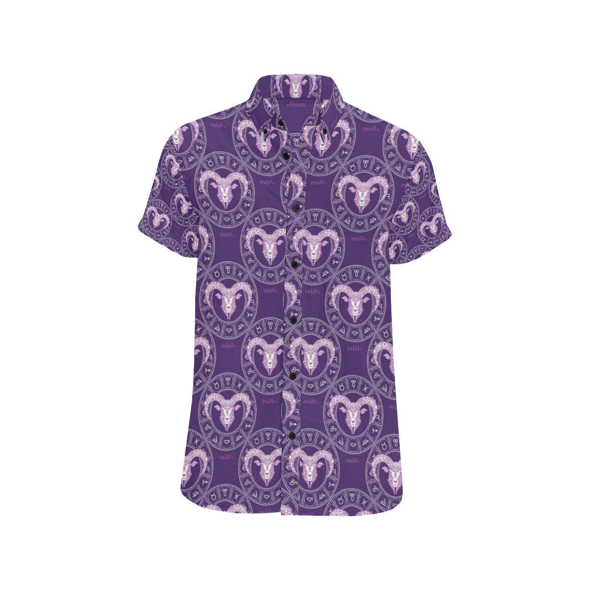 Aries Zodiac Pattern Print Design 02 Men's Short Sleeve Button Up Shirt