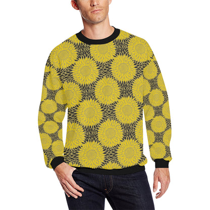 Sunflower Pattern Print Design SF06 Men Long Sleeve Sweatshirt
