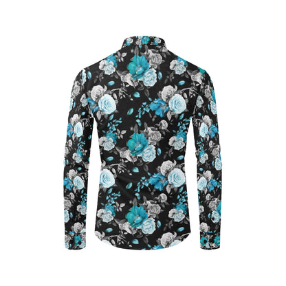 Rose Pattern Print Design A02 Men's Long Sleeve Shirt