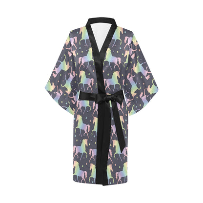 Rainbow Pattern Print Design A05 Women's Short Kimono