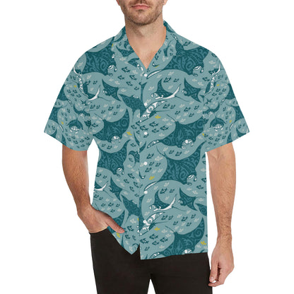 Manta Ray Tribal Pattern Print Design 03 Men's Hawaiian Shirt