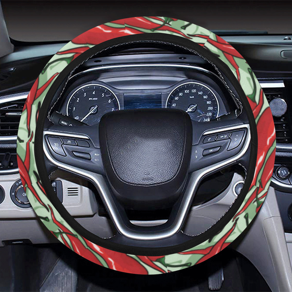Chilli Pepper Pattern Print Design 04 Steering Wheel Cover with Elastic Edge