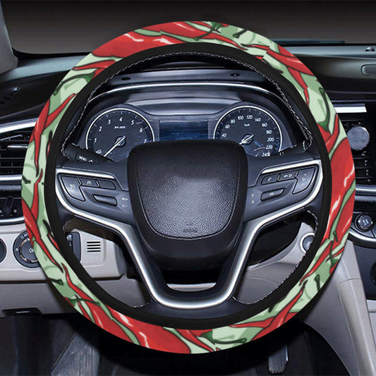 Chilli Pepper Pattern Print Design 04 Steering Wheel Cover with Elastic Edge